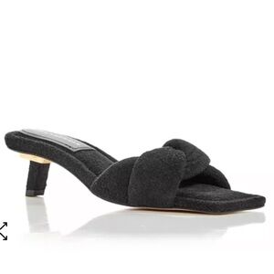 New! Good American Women's black Terry Kickstand Low Heel Slide Sandals 8.5